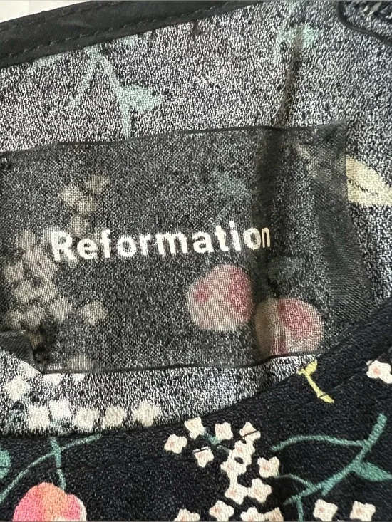 Reformation Gavin Dress Sasha Floral High Slit Cut Out Back Midi Black 4 - Picture 15 of 16